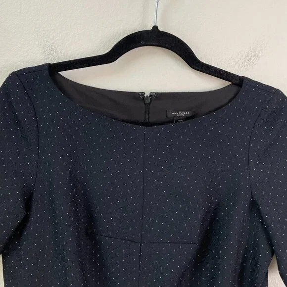 Ann Taylor Womens 6 Petite Short Sleeve Peplum Hem Sheath Dress Wool Blend - Picture 8 of 11